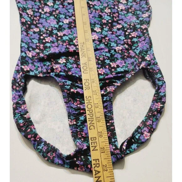 GK Elite VTG Field of Flowers Cotton Blend LS Leotard Bodysuit Purple AS Adult S - Picture 14 of 16